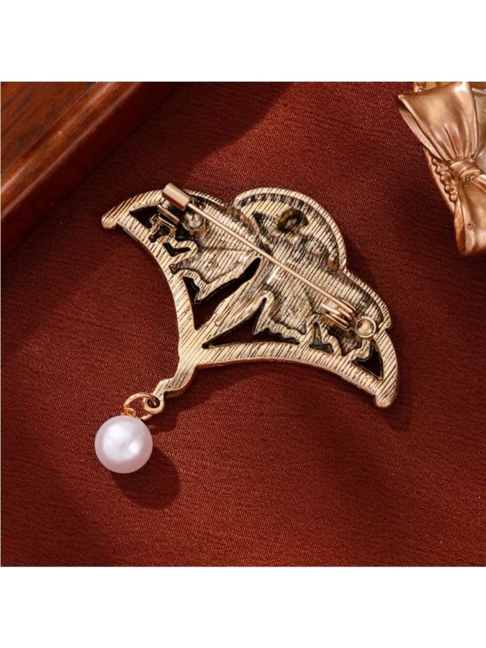 Art Nouveau Style Butterfly Lady Brooch Enamel & Crystal Gold Tone - Picture 2 of 3